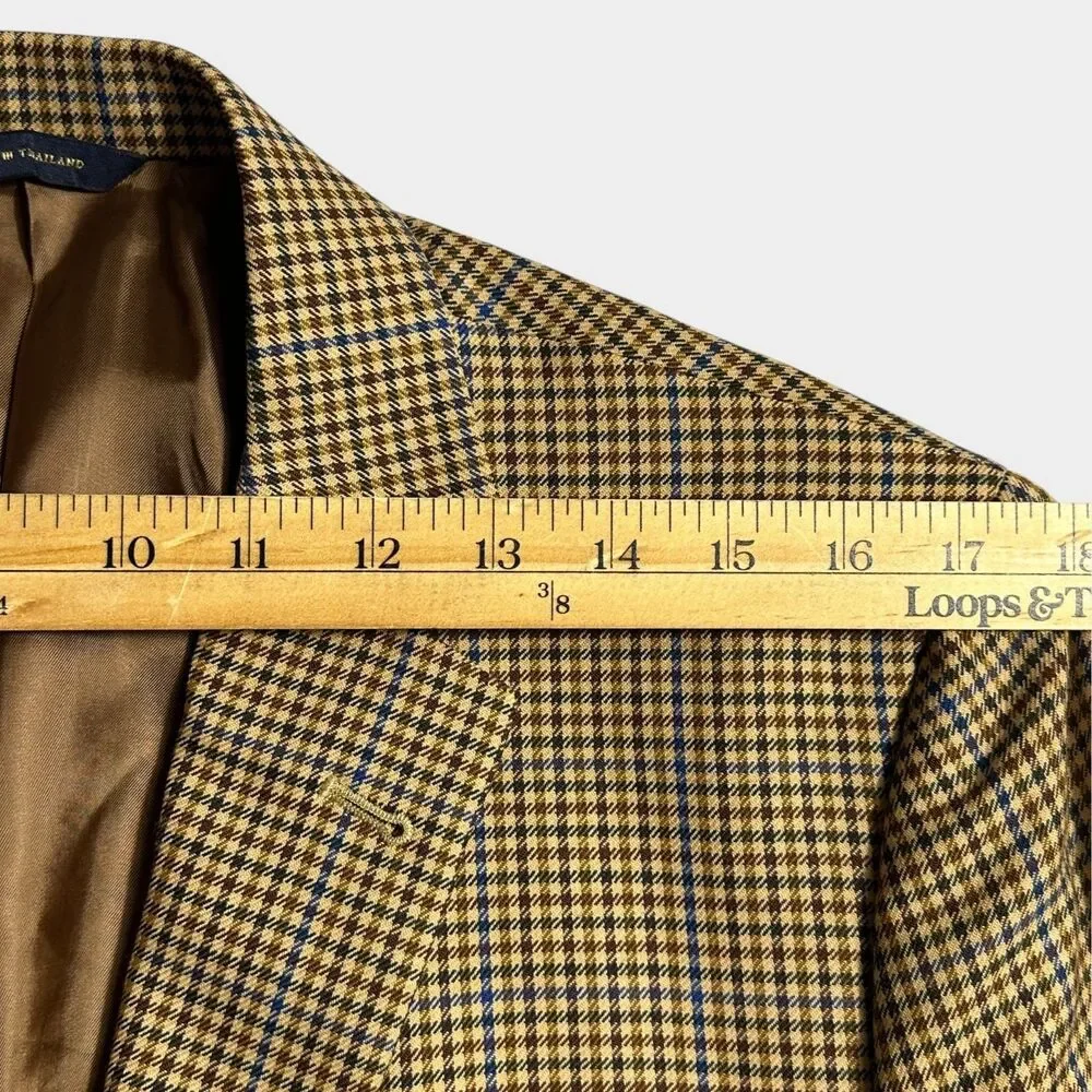 BROOKS BROTHERS Fitzgerald Mens Blazer Sport Coat Jacket 43R Brown Plaid Wool